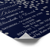 Marineblaues und silbernes Glitter-Probeessen-Schi Poster (Ecke)