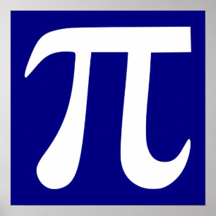 Marineblaues und weißes Pi-Symbol Poster