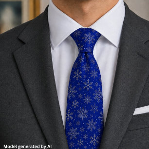 Marineblaues Weihnachten mit eleganten Schneeflock Krawatte