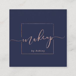 Marineblauminimalist Make-up premade Logos Quadratische Visitenkarte