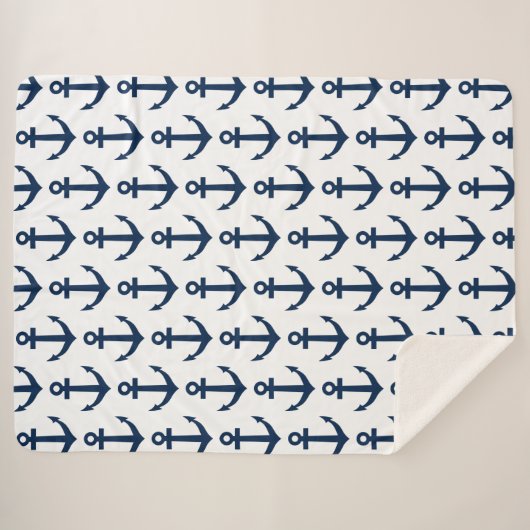 Marineblauseeankermuster sherpa Decken (Vorderseite (Horizontal))