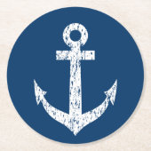 Marineblauseebootsanker-Papier-Untersetzer Runder Pappuntersetzer (Vorderseite)