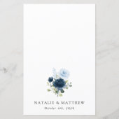 Marineblume, Blaue Blumen, Boho, Hochzeitsmenü (Rückseite)