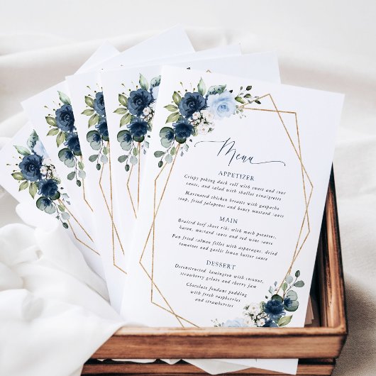 Marineblume, Blaue Blumen, Boho, Hochzeitsmenü