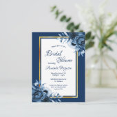 Marineblumen Gold Brautdusche Einladung Postkarte (Stehend Vorderseite)