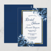 Marineblumen Gold Brautdusche Einladung Postkarte (Vorne/Hinten)