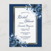 Marineblumen Gold Brautdusche Einladung Postkarte (Vorderseite)