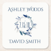 Marineblumenwreath-Save the Date Untersetzer (Vorderseite)