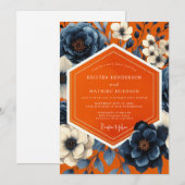 Marineblüten-Herbstblüten-Hochzeit Einladung (Vorne/Hinten)