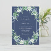Marineblütenhochzeit Einladung (Stehend Vorderseite)