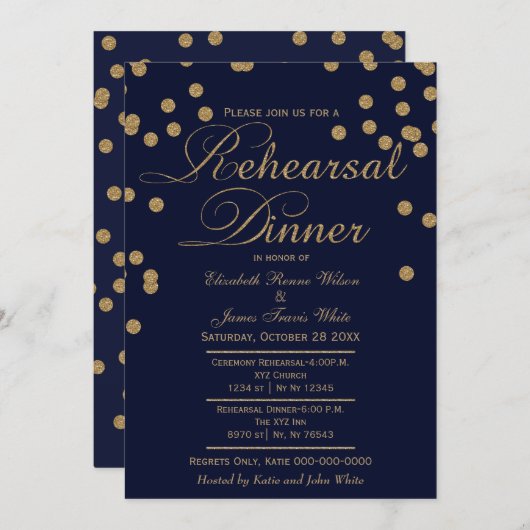 Marineboldner Glitzer Probe lädt ein Einladung (Vorne/Hinten)