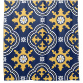 Marineboldweiß, marokkanische Arabeskachel Duschvorhang (Vorderseite)