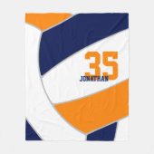 Marineborange Jungs Mädchen riesige Volleyball Fleecedecke (Vorderseite)