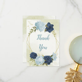 Marinebraubblumen, grüne Blätter Hochzeit Dankeskarte