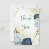 Marinebraubblumen, grüne Blätter Hochzeit Dankeskarte (Vorderseite)