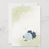 Marinebraubblumen, grüne Blätter Hochzeit Einladung (Rückseite)