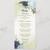 Marinebraubblumen, grüne Blätter Hochzeit Menükarte (Vorderseite)