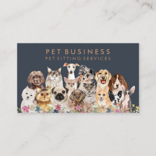 Marinebraune Blumen Haustier Groomer Spa Hunde Kat Visitenkarte