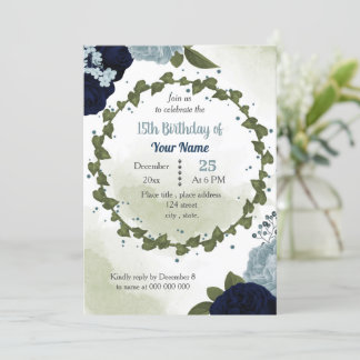 Marinebrause Blumen Grünpflanzen Geburtstagsparty Einladung