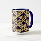 Marinecreme Damask Bows Tasse (VorderseiteRechts)