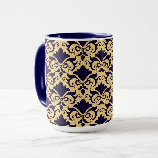 Marinecreme Damask Bows Tasse (Vorderseite Links)