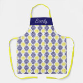 Marinedamaske mit gelben Zitronenmustern Schürze (Vorderseite)
