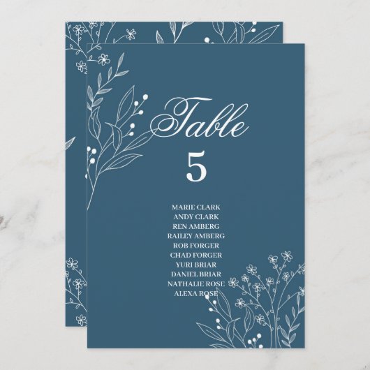 Marineecke Floral Boho Hochzeitssitzkarten Einladung (Vorne/Hinten)