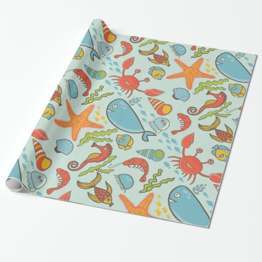 Marinegeschöpf-Muster Geschenkpapier (Ungerollt)