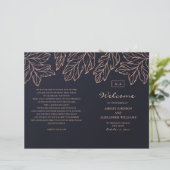 Marinegold Hochzeitsprogramm gefaltet. Blaue Botan (Stehend Vorderseite)