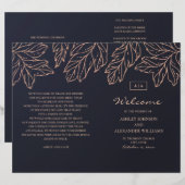Marinegold Hochzeitsprogramm gefaltet. Blaue Botan (Vorne/Hinten)