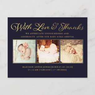 Marinegold mit Liebe und Dank Baby Postkarte