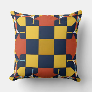 Marinegold-Schachbrett Geometrisch Modern Klassisc Kissen
