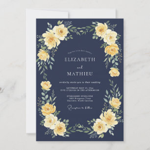 Marinegoldene Blütenpracht Hochzeit Einladung