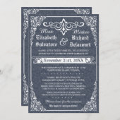 Marinegotik Viktorianisch Damask Hochzeitseinladun Einladung (Vorne/Hinten)