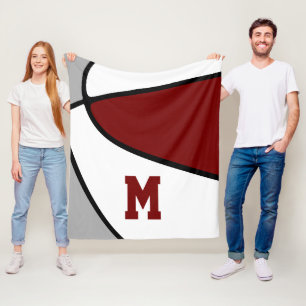 Marinegrau oder JEDES Monogramm in Basketball-Mann Fleecedecke