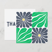 Marinegrün Abstrakte Blumen Elegant Dankeskarte (Vorne/Hinten)