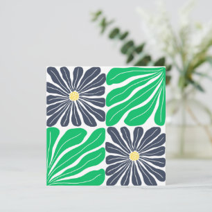 Marinegrün Abstrakte Blumen Elegant Dankeskarte