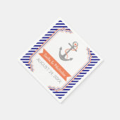 Marinehochzeit mit weißem Korallenanker Serviette (Ecke)