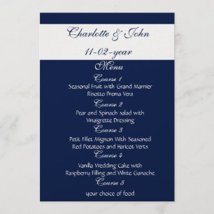 Marinehochzeitsmenü Menükarte
