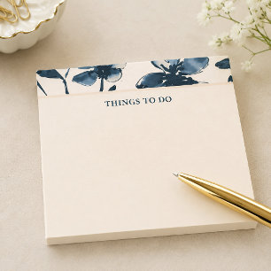 Marineindigo-Blumen-To-Do-Liste Post-it Klebezettel
