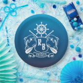 Marineinsignie-Delphin-Helm-Ruder-Schild nautisch Pappteller (Party)