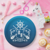 Marineinsignie-Delphin-Helm-Ruder-Schild nautisch Pappteller (Party)