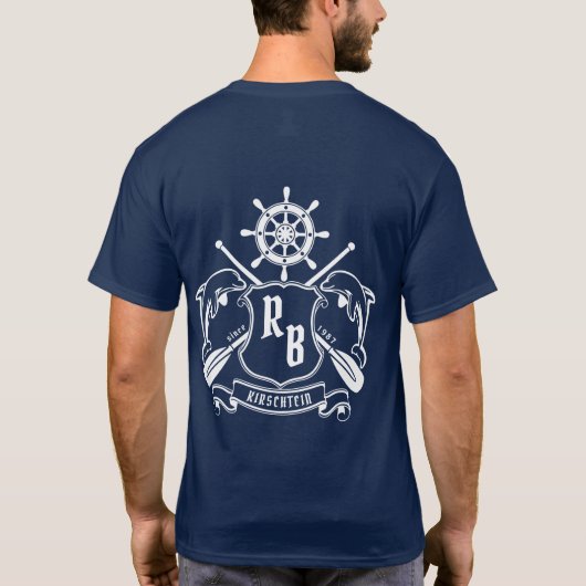 Marineinsignie-Delphin-Helm-Ruder-Schild nautisch T-Shirt (Rückseite)