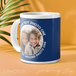 Marinekante mit 2 Fotos - Text um einen Kreis Jumbo-Tasse