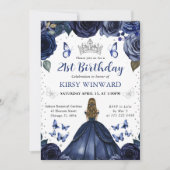 Marinekleid Blonde Princess Birthday Einladung (Vorderseite)