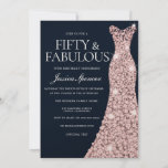 Marinekleid & Rose Gold Sparkle Dress 50. Geburtst Einladung<br><div class="desc">Navy & Rose Gold Sparkle Dress 50. Geburtstag Einladung - 50 & Fabulous Frauen 50. Geburtstag Party Variationen zu den Einladungen und passenden Gegenständen in unserem Shop</div>