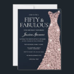 Marinekleid & Rose Gold Sparkle Dress 50. Geburtst Einladung<br><div class="desc">Navy & Rose Gold Sparkle Dress 50. Geburtstag Einladung - 50 & Fabulous Frauen 50. Geburtstag Party Variationen zu den Einladungen und passenden Gegenständen in unserem Shop</div>