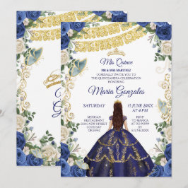 Marinekleid und Rose Mexican Girl 15. Geburtstag 1 Einladung