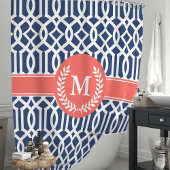 Marinekoralle Trellis Monogram Duschvorhang