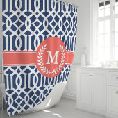 Marinekoralle Trellis Monogram Duschvorhang